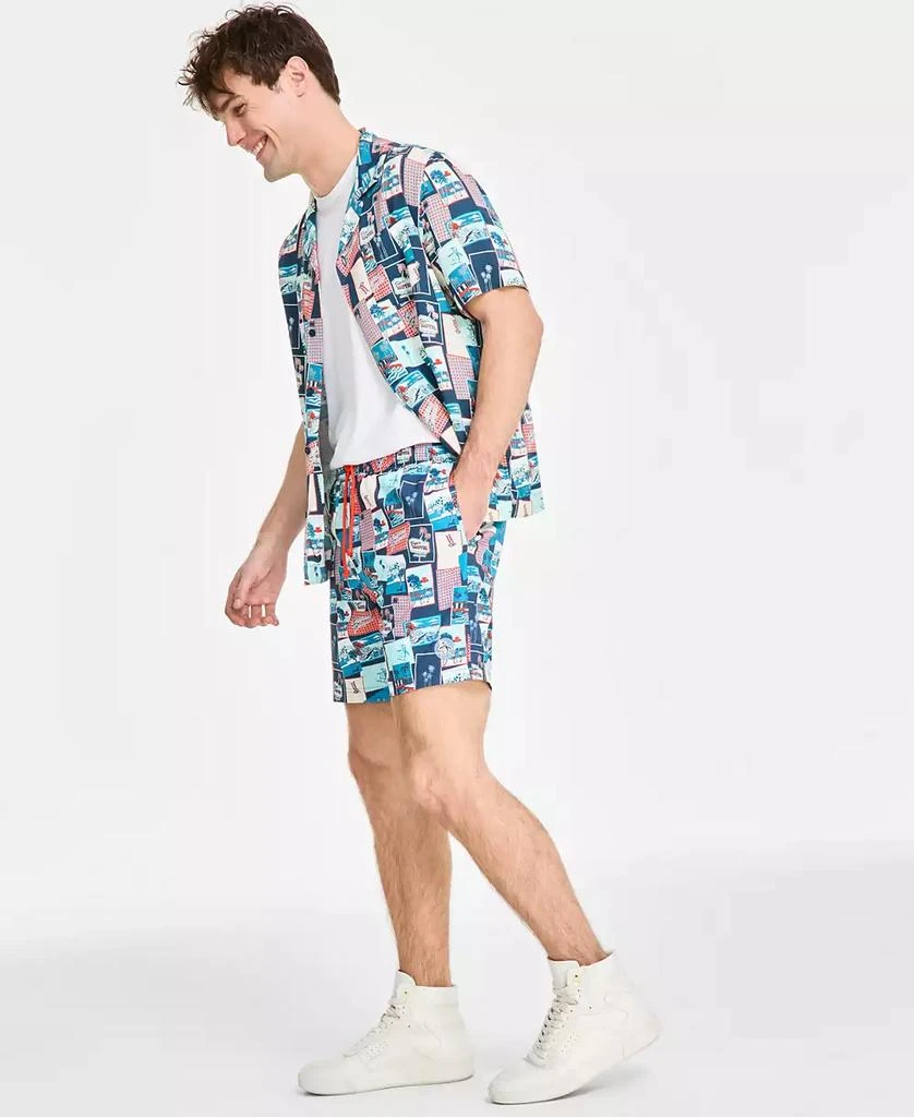 Original Penguin Men's Slim-Fit Stretch Tropical-Print 7" Swim Trunks 4