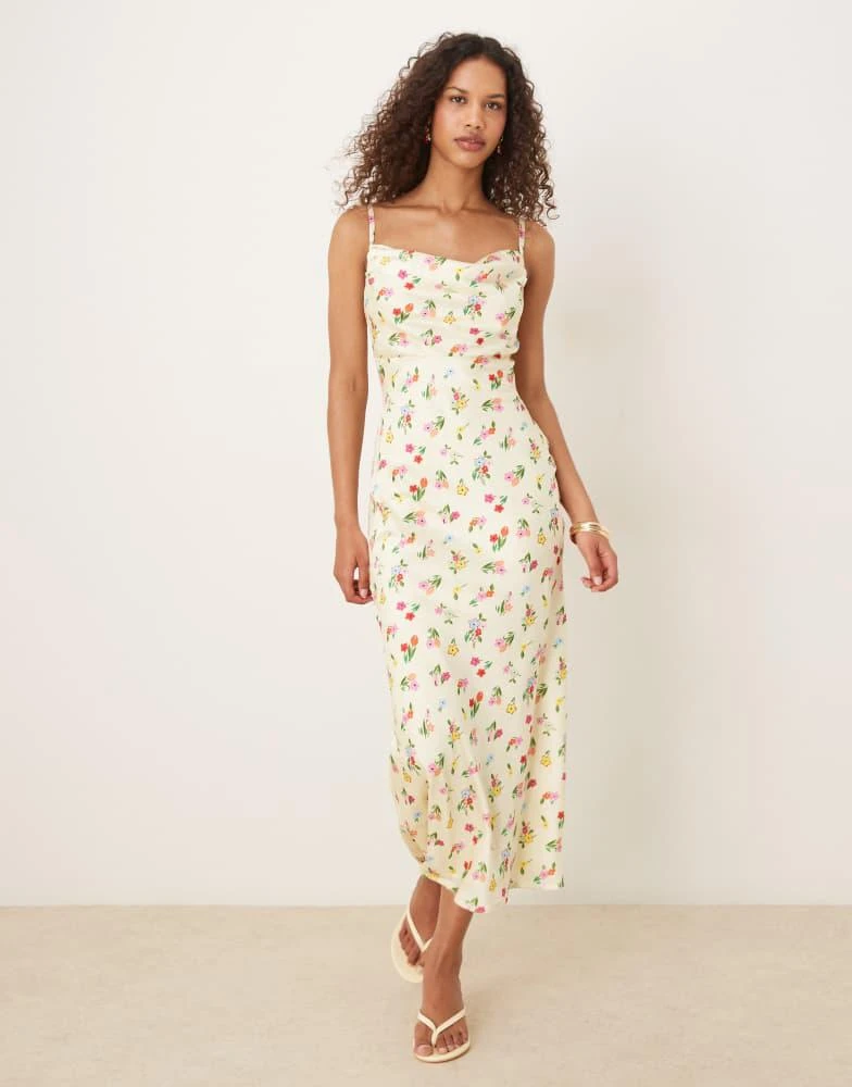 Omnes OMNES belle floral open back maxi dress in yellow 1
