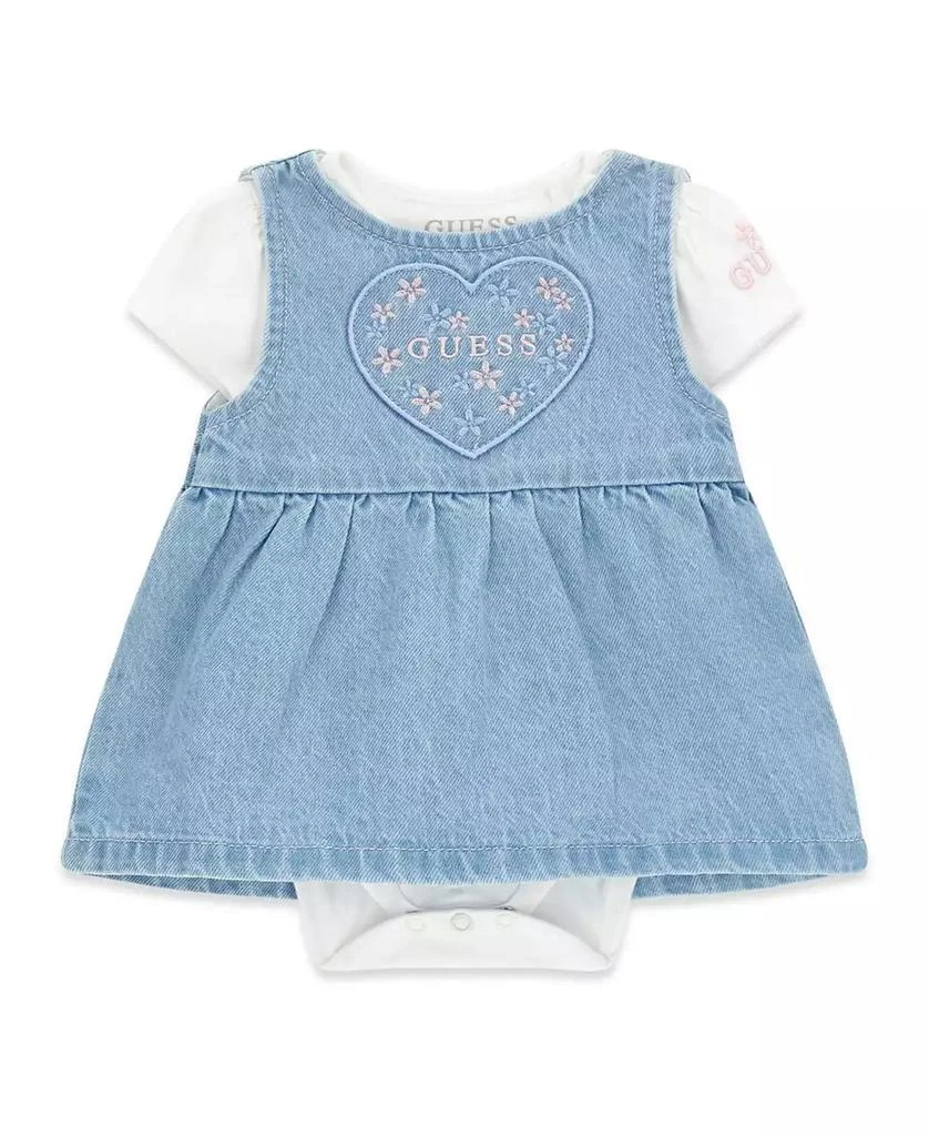 GUESS Baby Girls
 Short-Sleeve Bodysuit and Denim Romper, 2-Piece Set