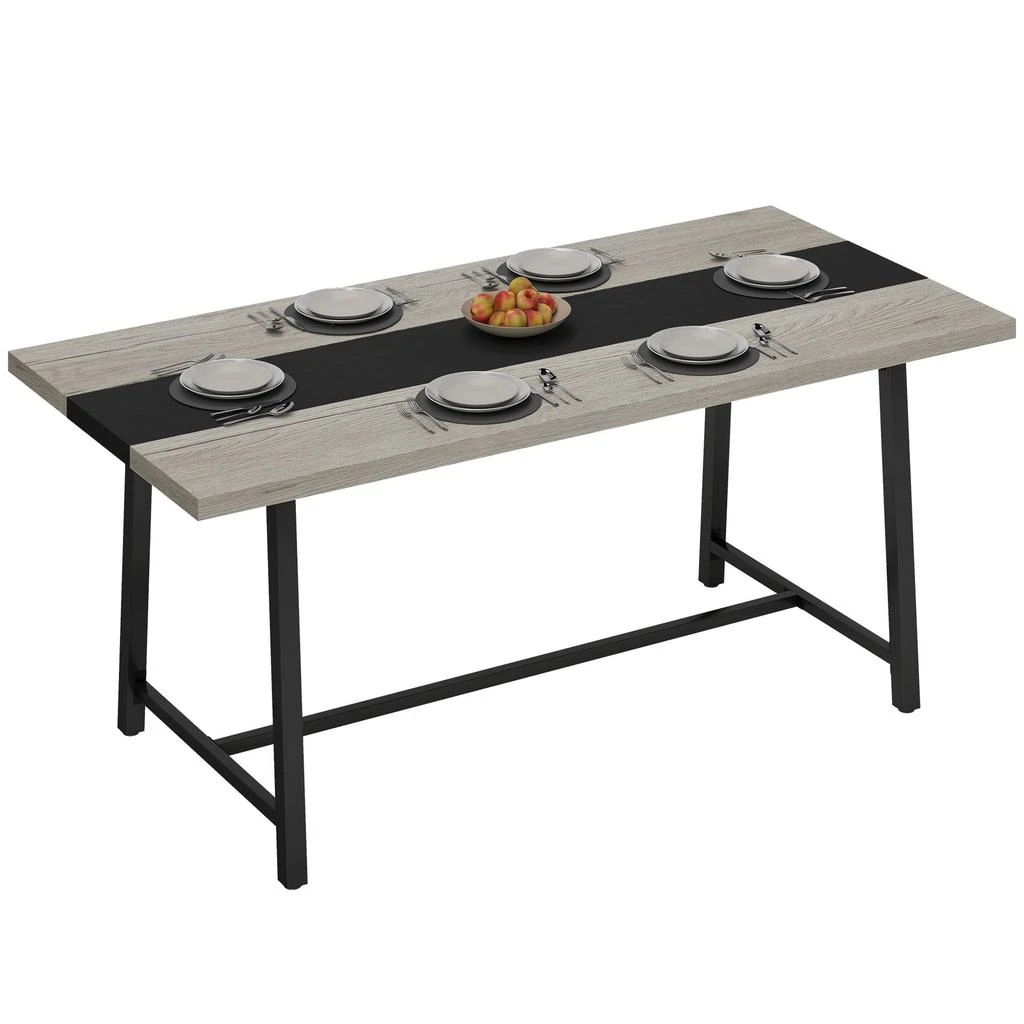 Hivvago Large Kitchen Table with Steel Legs for Dining Room