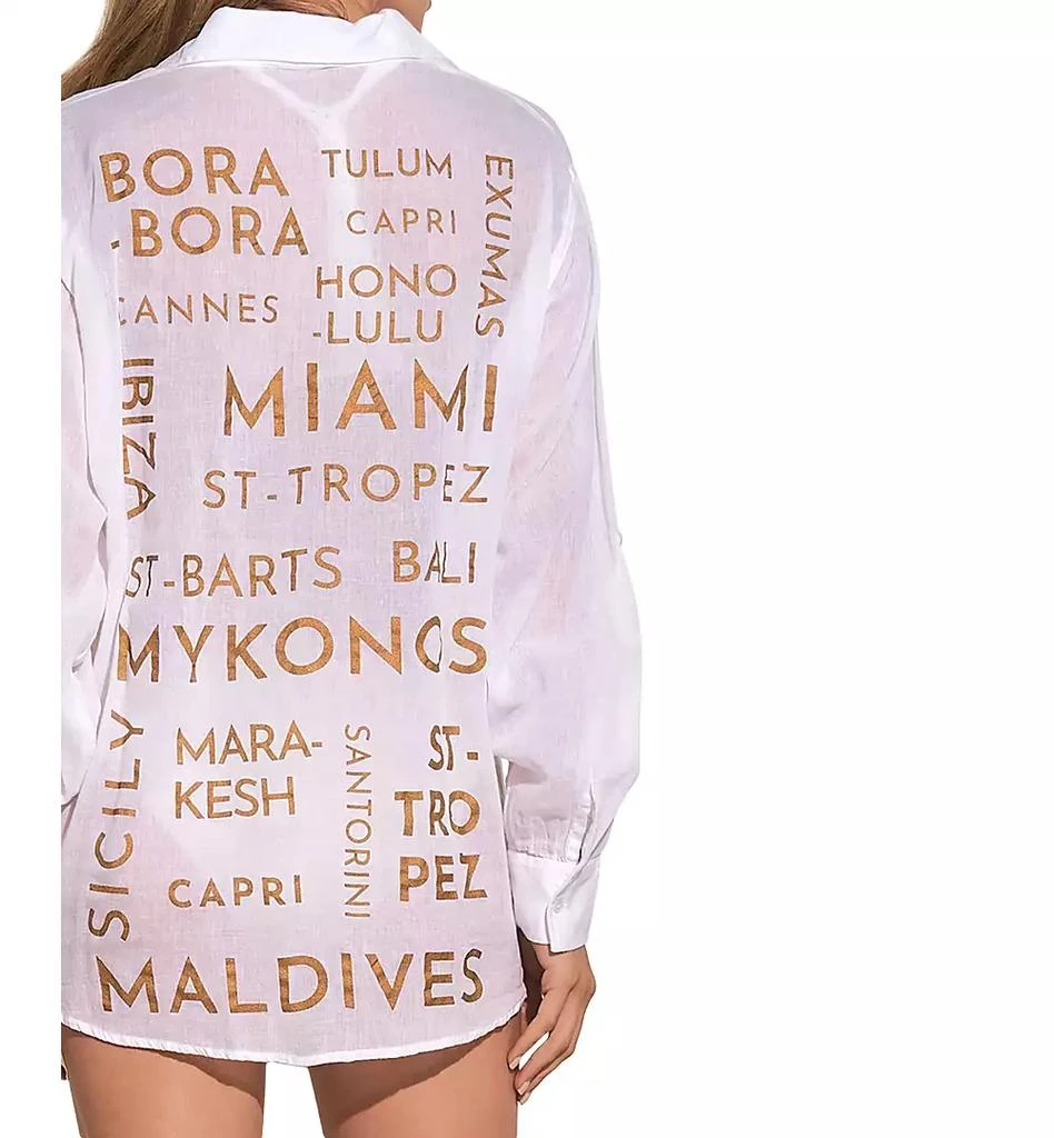 Elan Women's Vista Cotton Button Front Graphic Shirt 3