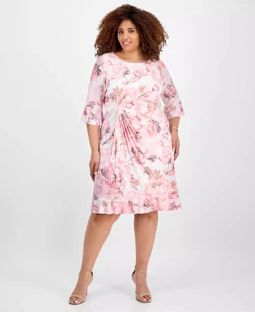 Connected Plus Size Printed Boat-Neck Sheath Dress 1