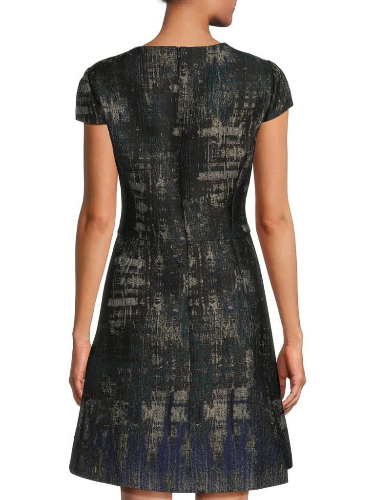 Vince Camuto ​Metallic Abstract Jacquard Cap-Sleeve A-Line Dress 2