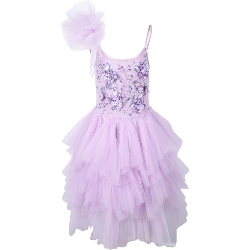 Tutu Du Monde Rich flowers embellishment tutu dress in lilac