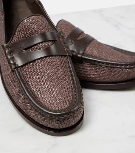 Max Mara Raffia-effect penny loafers 5