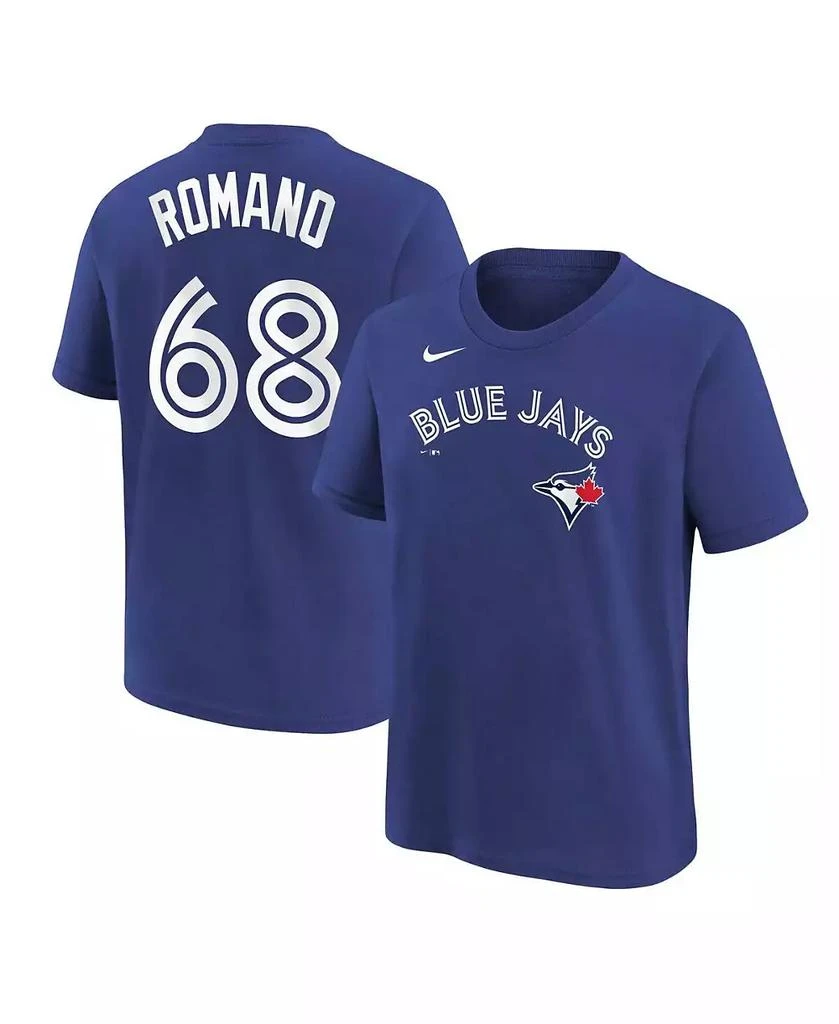NIKE Big Boys and Girls Jordan Romano Royal Toronto Blue Jays Player Name Number T-Shirt 1