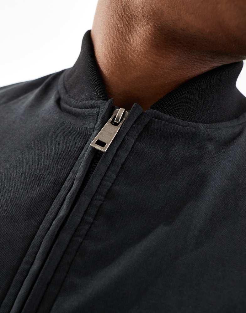 Brave Soul Brave Soul full zip bomber jacket in black
