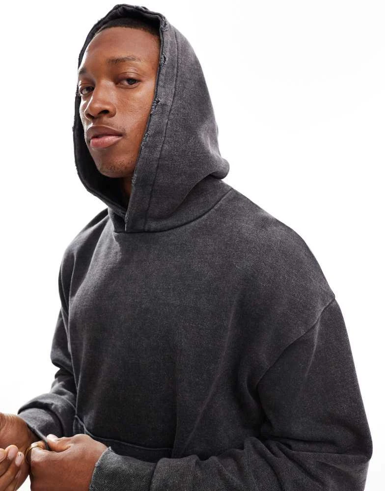 Bershka Bershka washed hoodie in charcoal 1