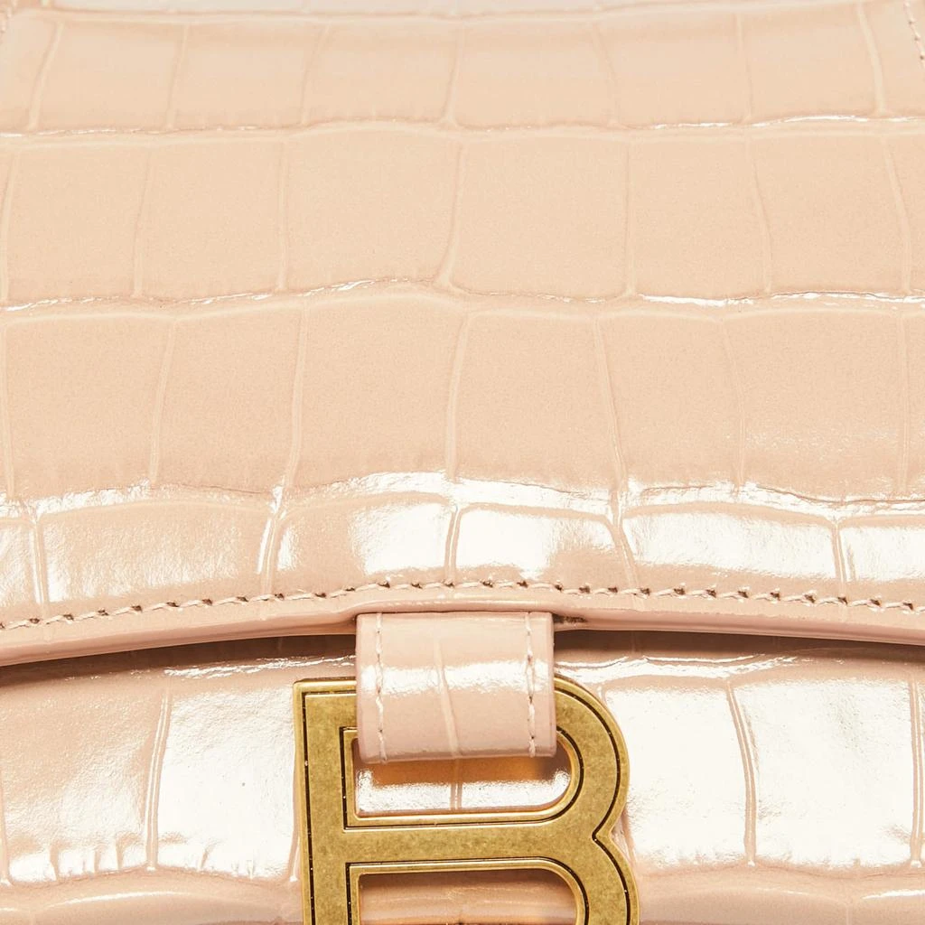 Balenciaga Balenciaga Beige Croc Embossed Leather Small Hourglass Top Handle Bag 5