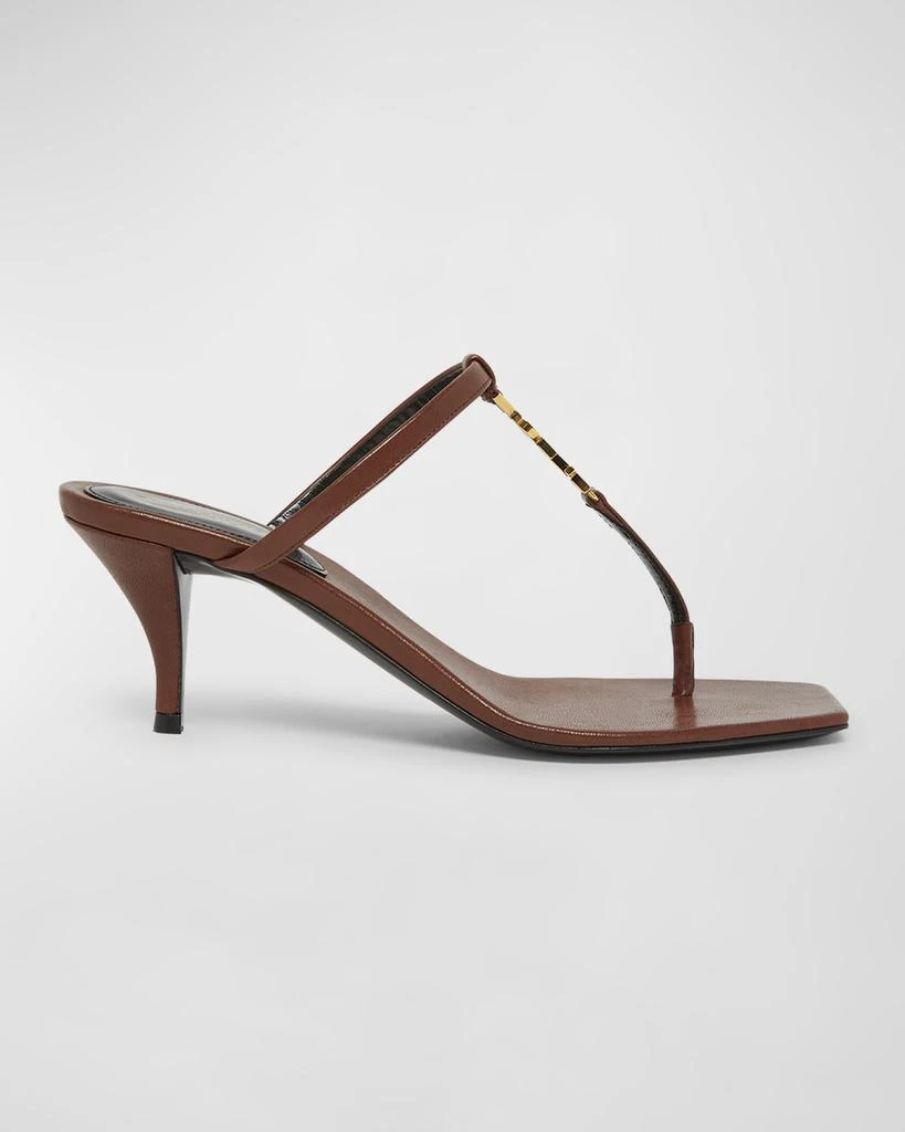 Yves Saint Laurent Cassandra Leather YSL Thong Mule Sandals 1