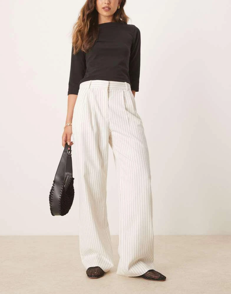 Abercrombie & Fitch Abercrombie & Fitch ultra high rise tailored trousers in cream pinstripe 1