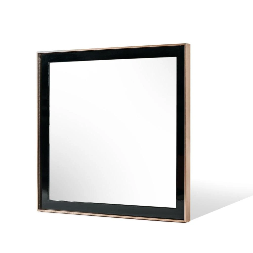 Hivvago 39" Rose Gold and Black Wood and Metal Framed Accent Mirror 4