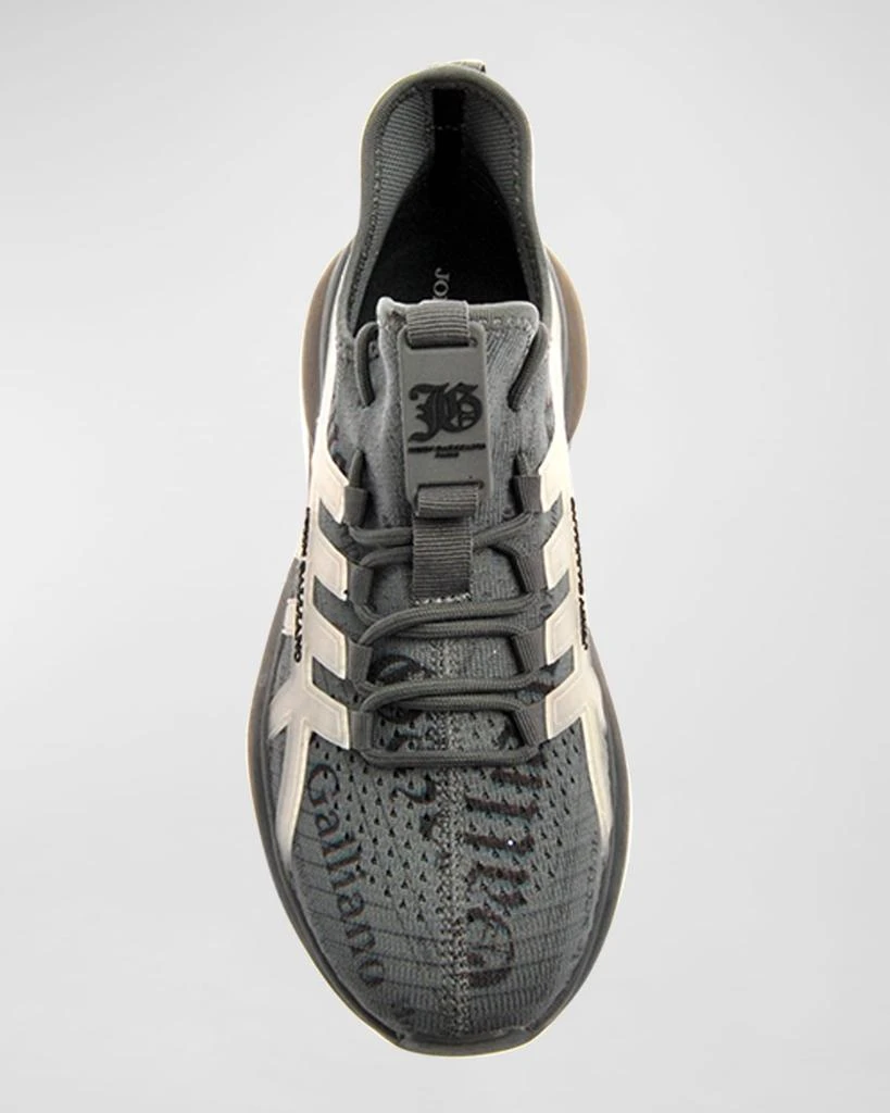 John Galliano Paris Men's Gazette Print Fabric Logo Runner Sneakers 4