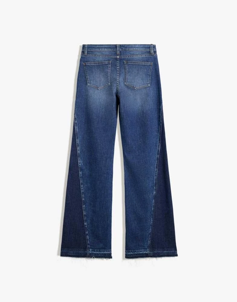 Bershka Bershka Contrast flared jeans in mid blue 3