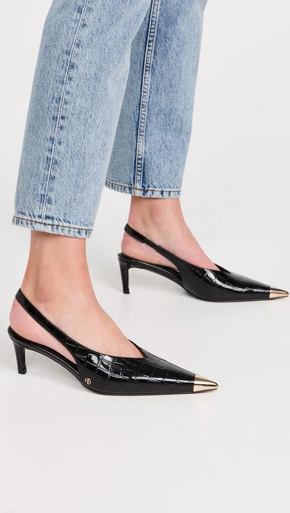 ANINE BING Nina Heels with Metal Toe Cap Slingbacks 2