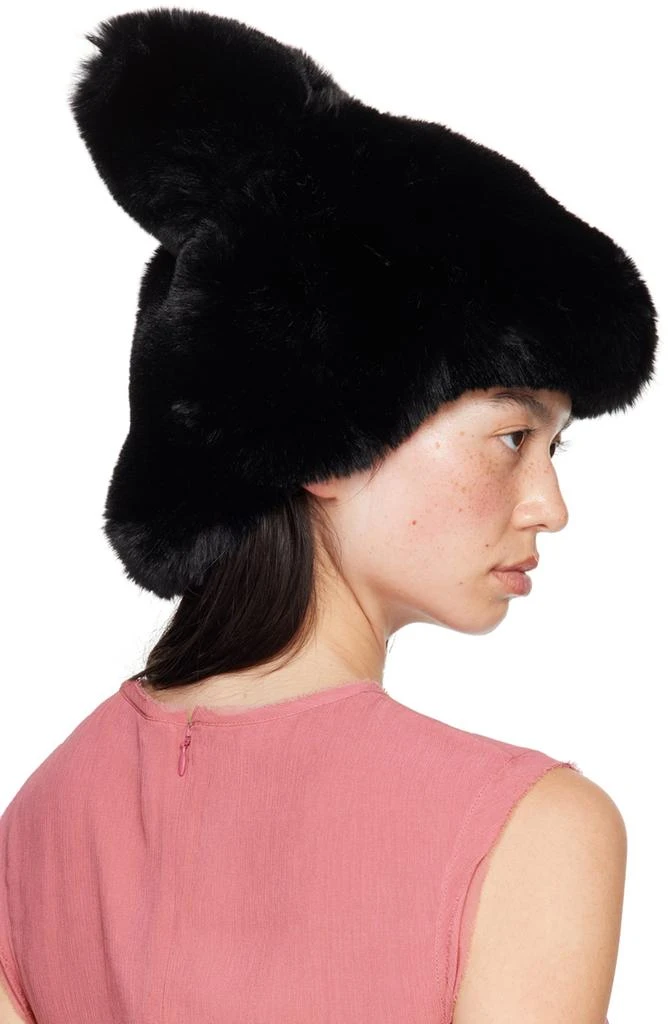 Acne Studios Black Fluffy Bow Faux-fur Hat 3