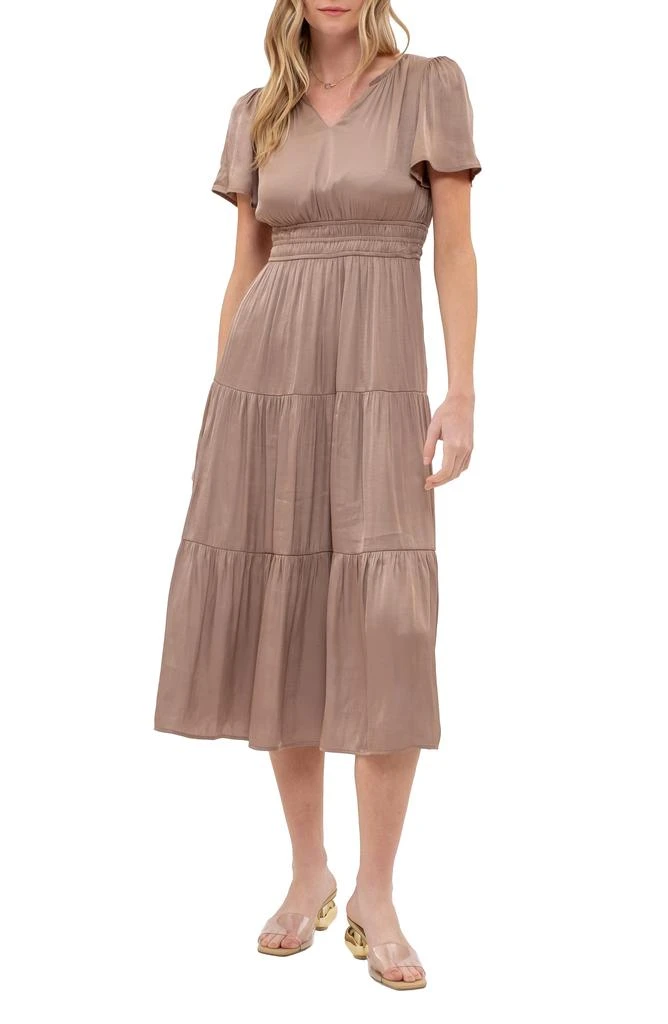 AUGUST SKY Short Sleeve Empire Waist Midi Dress 1