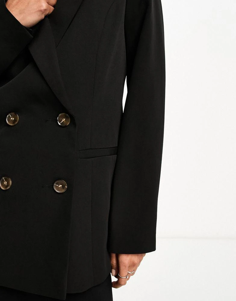 Miss Selfridge Miss Selfridge oversized double breasted blazer in black - BLACK - BLACK 3
