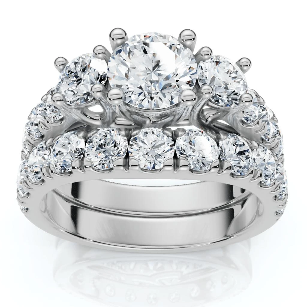 Pompeii3 2Ct TW 3-Stone Diamond Engagement Wedding Ring Set 14k Gold or Pt Lab Grown