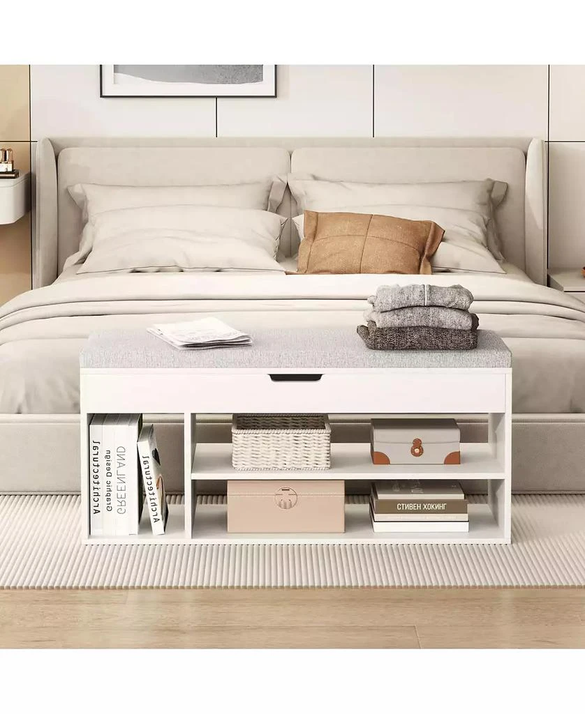 Gymax Shoe Bench Home Entryway Shoes Storage Bench w/ Padded Seat 
Hidden Storage 3