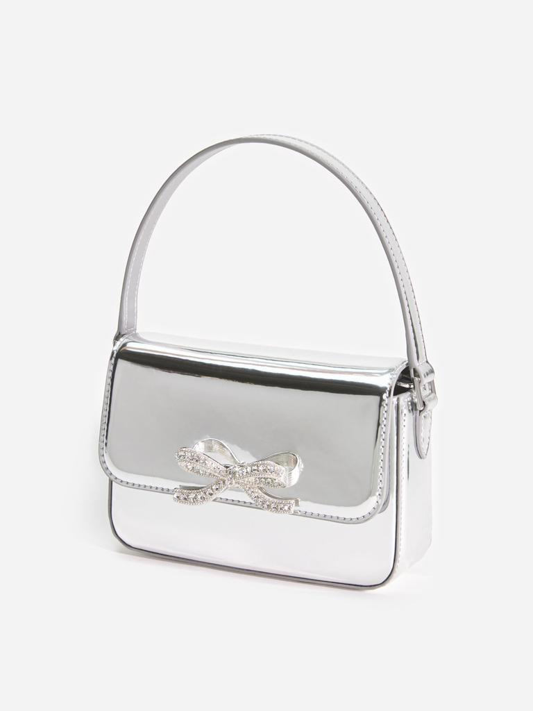 Self Portrait Girls Leather Micro Bag in Silver (14cm)