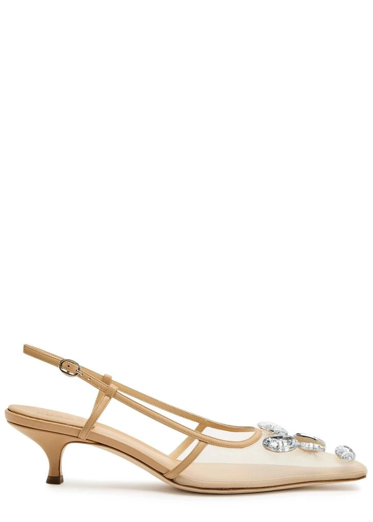 A.W.A.K.E MODE Amanda 45 embellished mesh slingback pumps 1