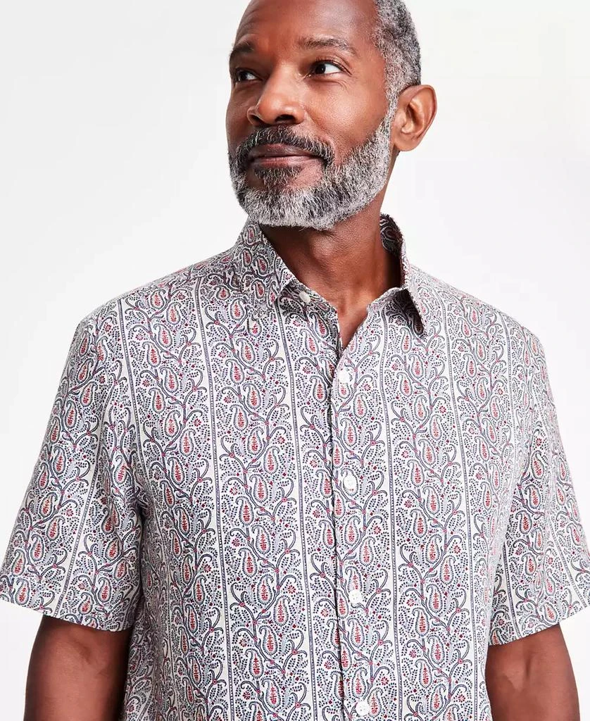 Club Room Men's Linen Paisley-Stripe Short-Sleeve Shirt, Exclusively at Macy's 5