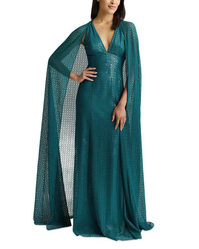 St. John Lace Overlay Metallic Gown