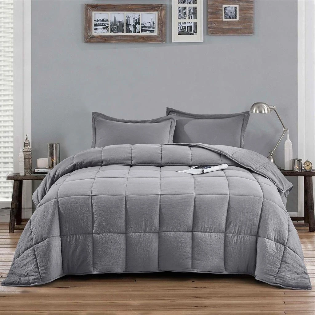 Hivvago King Size Grey 3 Piece Microfiber Reversible Comforter Set