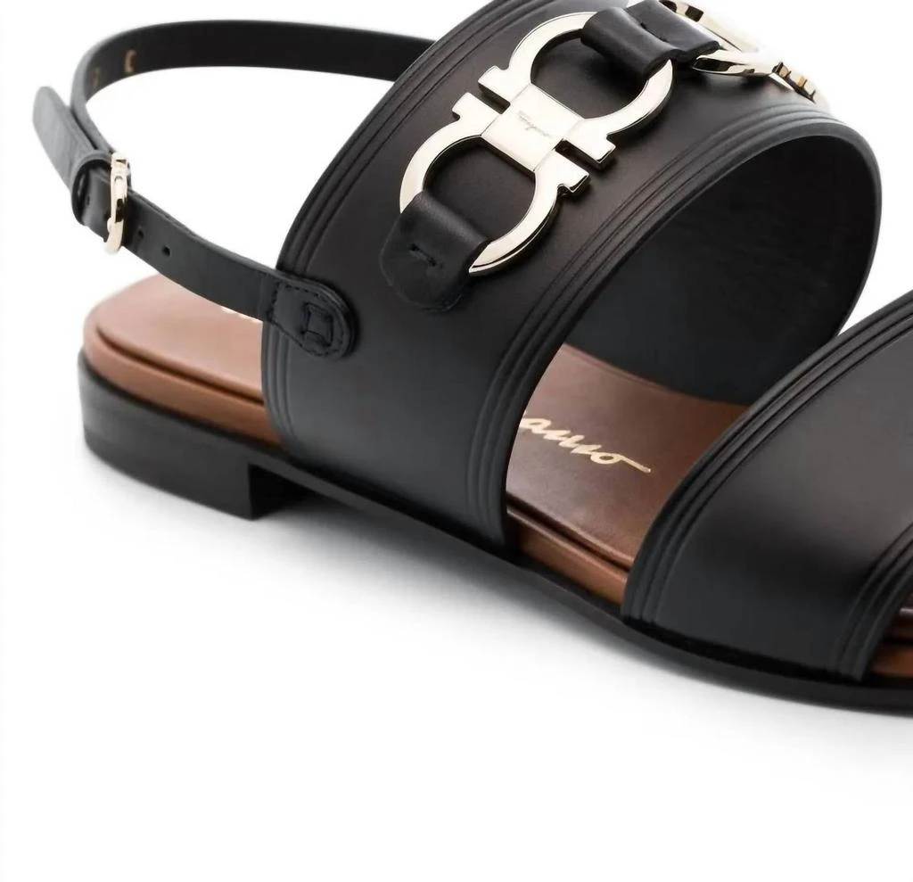 Salvatore Ferragamo Women
s Gancini-Plaque Leather Sandals In Black 2