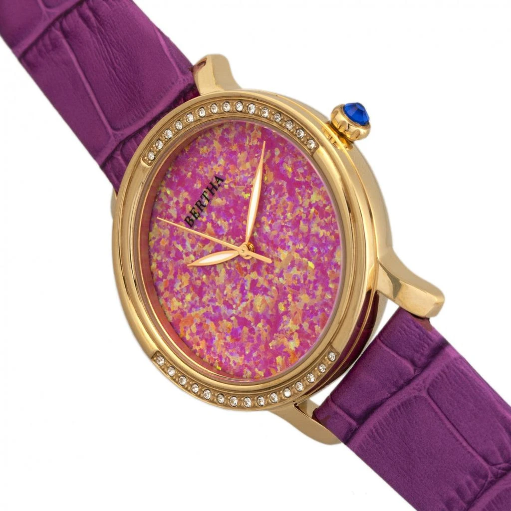 BERTHA CourtneyOpal Dial Leather-Band Watch 3