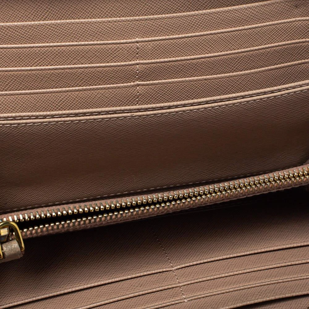 Prada Prada Beige Saffiano Leather Bow Zip Around Wallet 3