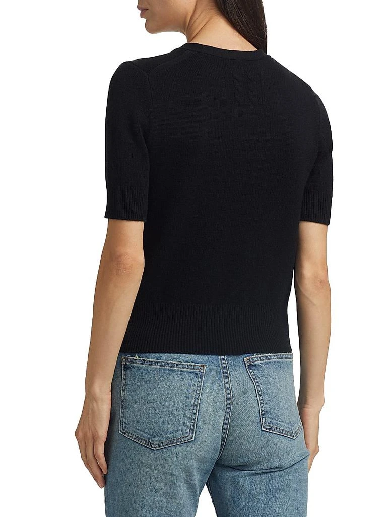 Nili Lotan Connie Cashmere Tie-Neck Short-Sleeve Sweater 5