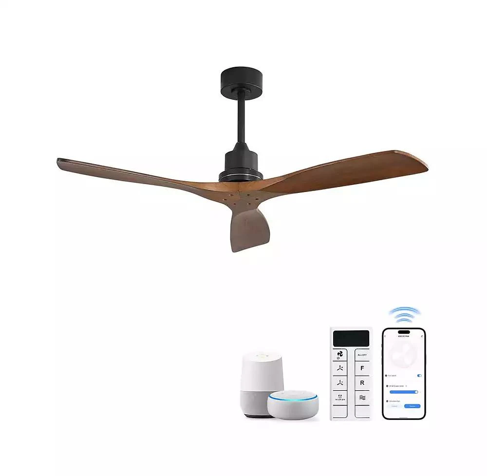 Sofucor 52-inch Modern Black 3-Blade Light Ceiling Fan with Remote Control and Supporting Mobile Device Connection 7