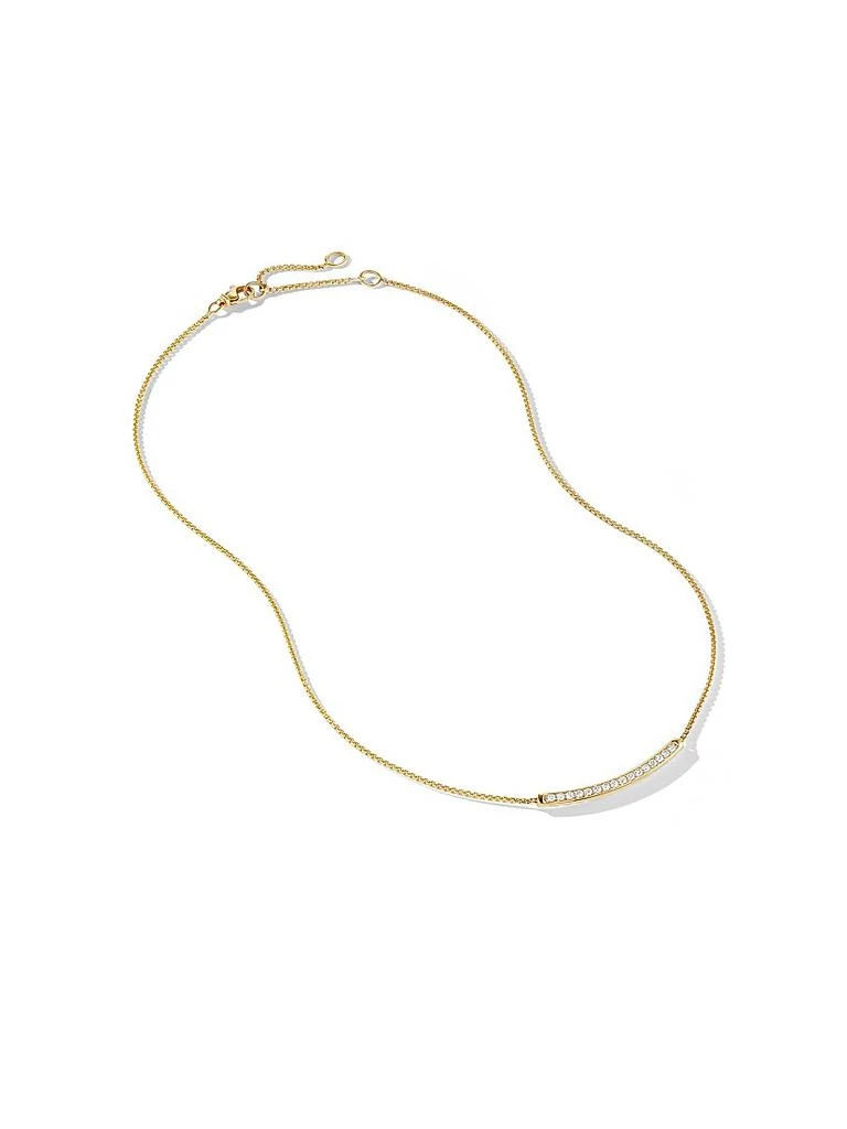 David Yurman Petite Pavé Bar Necklace in 18K Yellow Gold 2