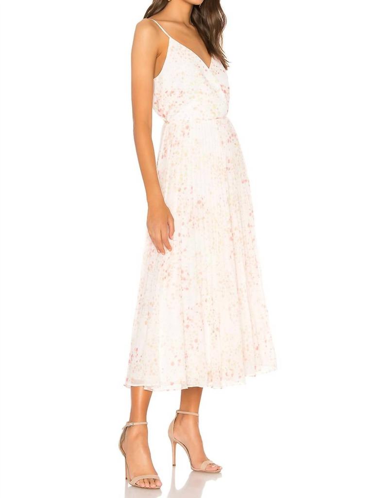 1. State 1.State - Pleated Dotted Print Midi Accordion Wrap Dress