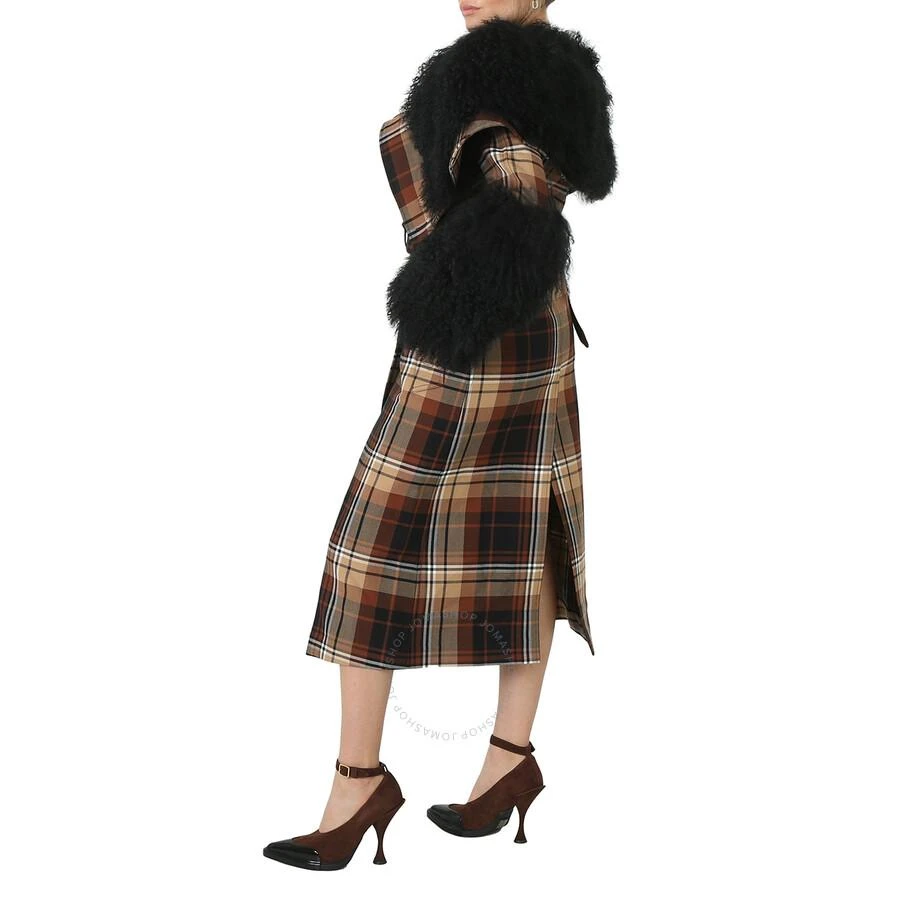 Burberry Shearling Trimmed Check Trench Coat 2