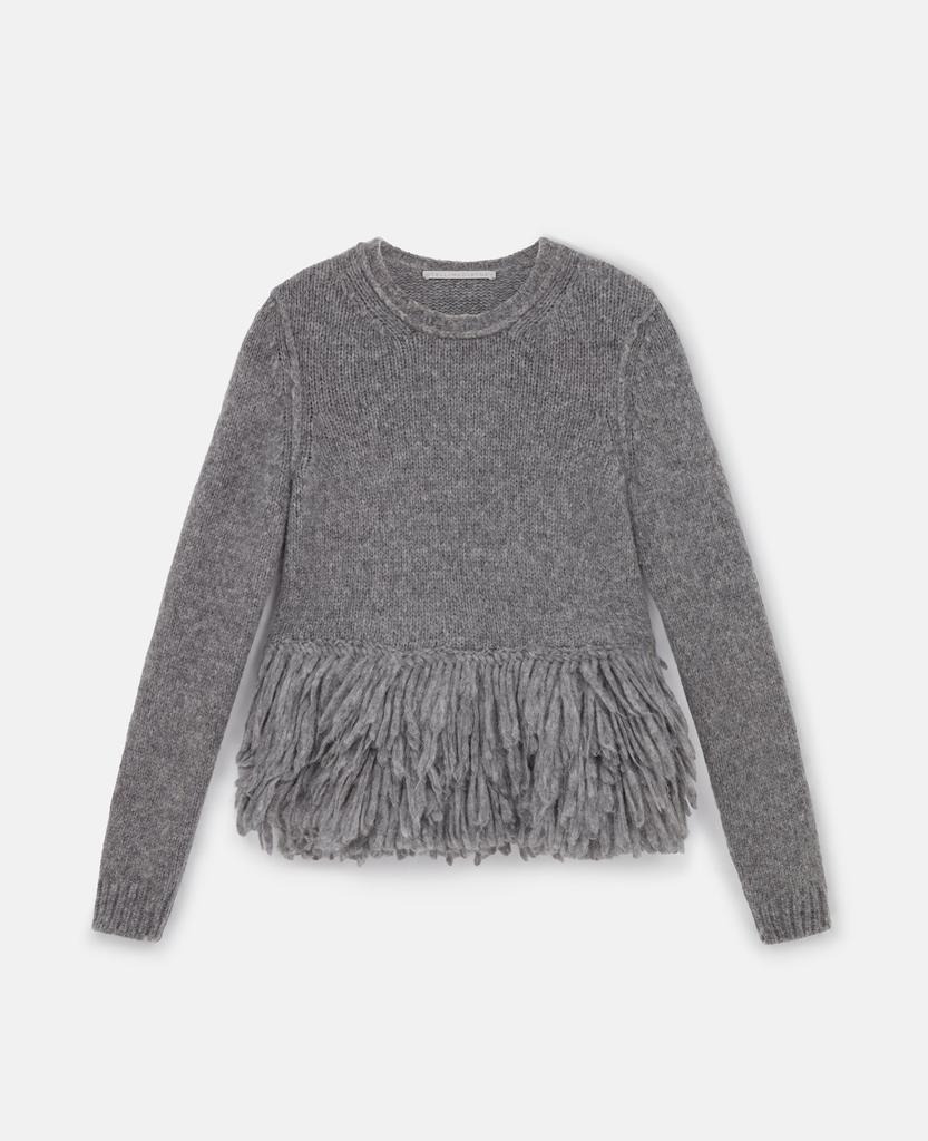 Stella McCartney Stella McCartney - Feather Peplum Wool Jumper, Woman, Mottled grey, Size: S