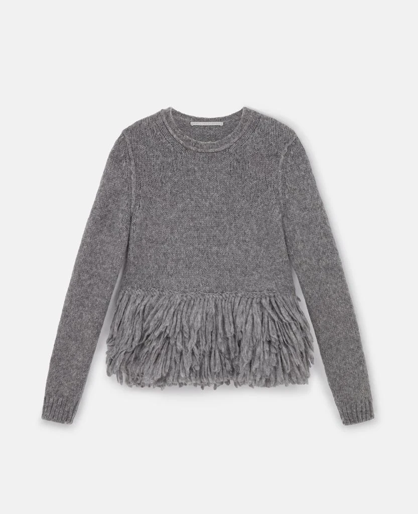 Stella McCartney Stella McCartney - Feather Peplum Wool Jumper, Woman, Mottled grey, Size: S 1