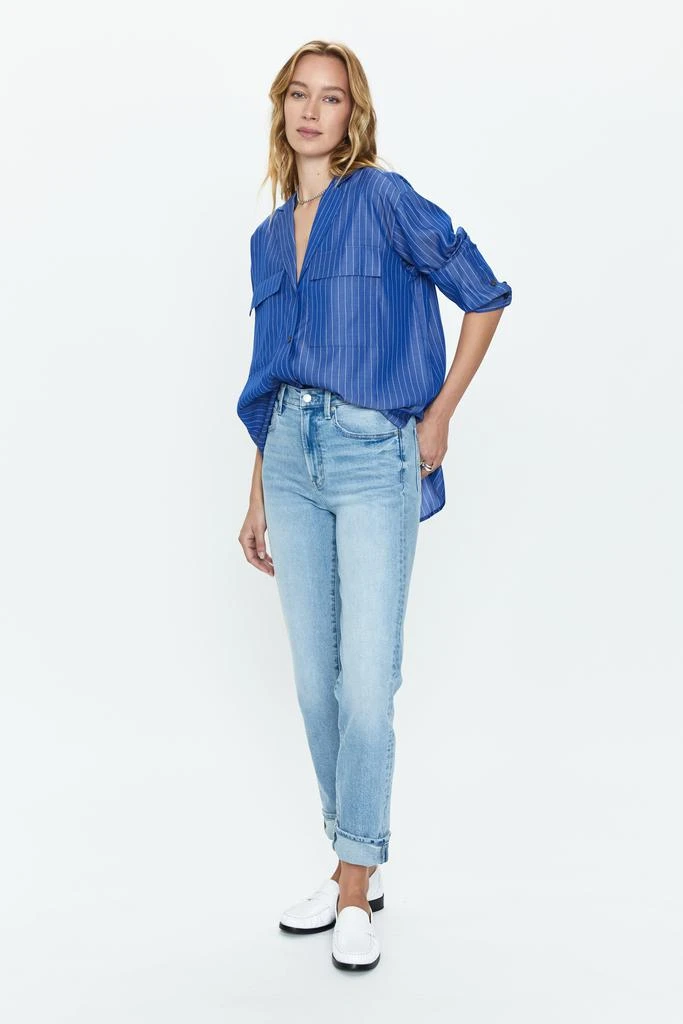 Pistola Denim Irene Effortless Button Down Shirt - Dark Blue Pinstripe 5