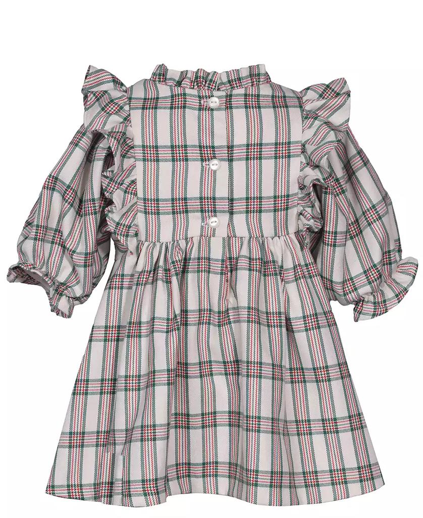 Bonnie Baby Baby Girls Three Quarter Sleeved Plaid Dress