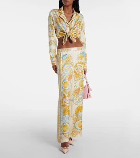 Versace Underwater Barocco silk palazzo pants 2