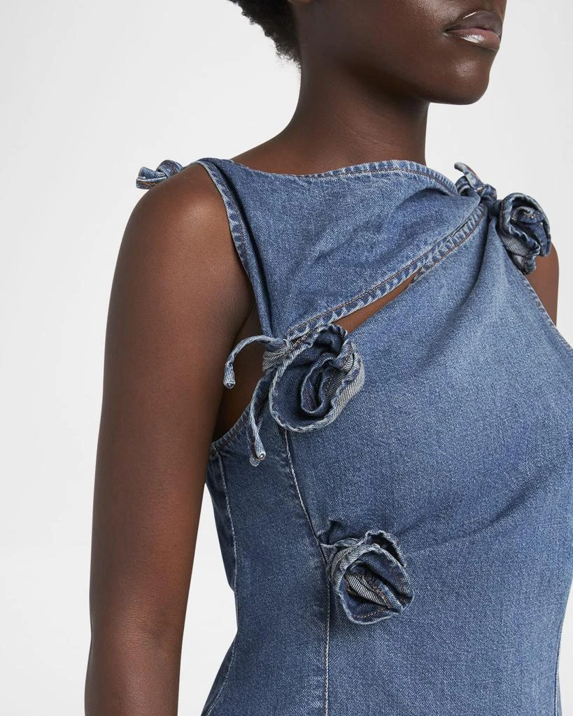 COPERNI Denim Asymmetric Flower Mini Dress 5