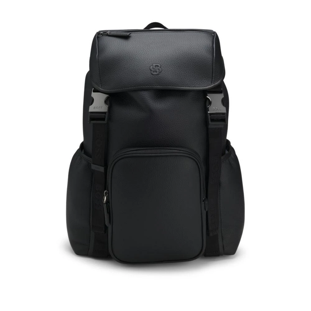Hugo Boss Italian-leather backpack with Double B monogram