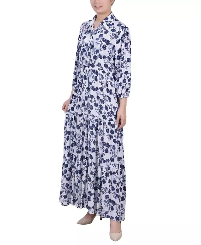NY Collection Petite 3/4 Sleeve Crinkle Tiered Maxi Dress 3