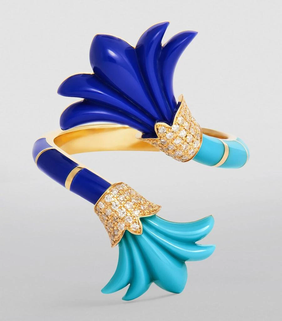 L'ATELIER NAWBAR Yellow Gold, Diamond, Lapis and Turquoise Psychedeliah Ring 3