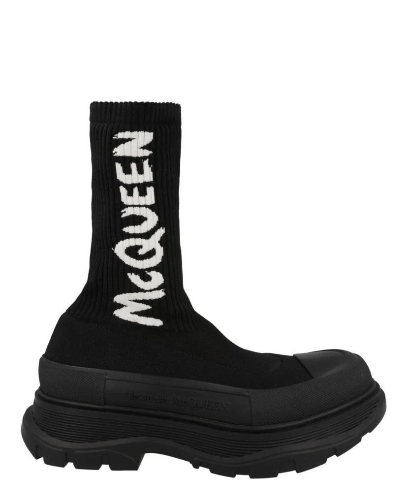 Alexander McQueen Ribbed Knit Tread Slick Boots 1