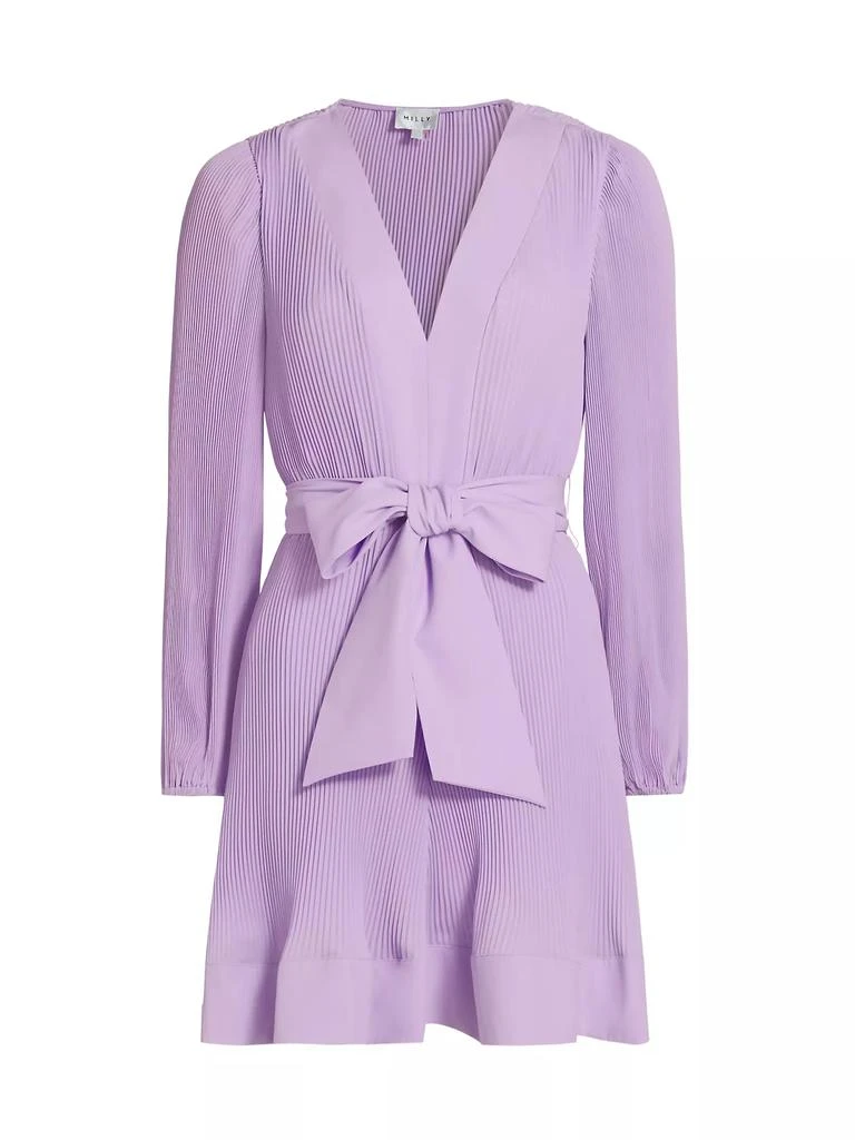 Milly Liv Pleated Tie-Waist Minidress 1