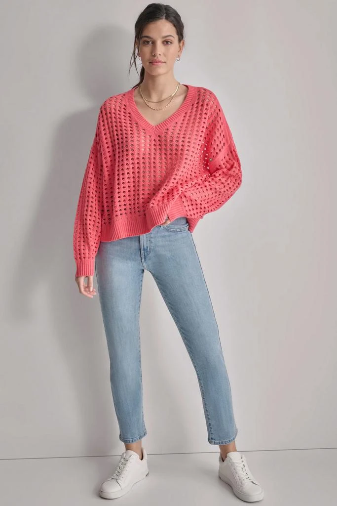 DKNY OPEN STITCH POINTELLE SWEATER 3