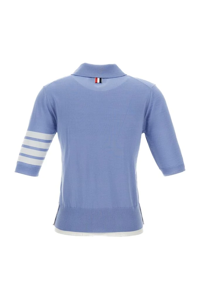 Thom Browne Relaxed Fit Polo W/ 4 Bar In Fine Merino Wool 2